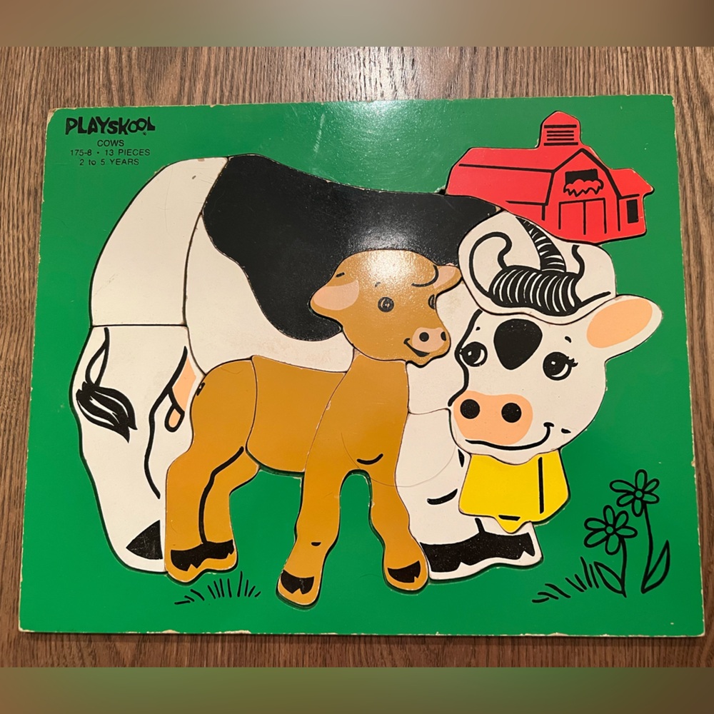 VTG PLAYSKOOL WOODEN COWS PUZZLE